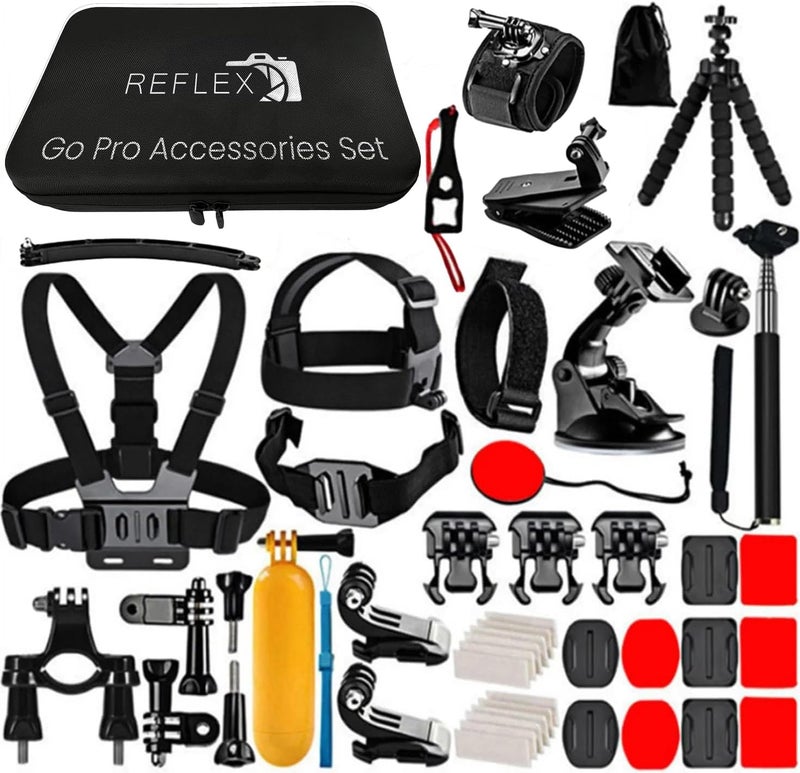 Reflex Camera 50 in 1 Action Camera Accessories Kit Compatible with GoPro Hero 13/12/11/10/9/8, DJI Osmo Action 2, 3, 4, Pro 5, Insta360 Ace Pro/Ace Pro 2 Akaso and other Sports Cameras & Durable Case - Image 1
